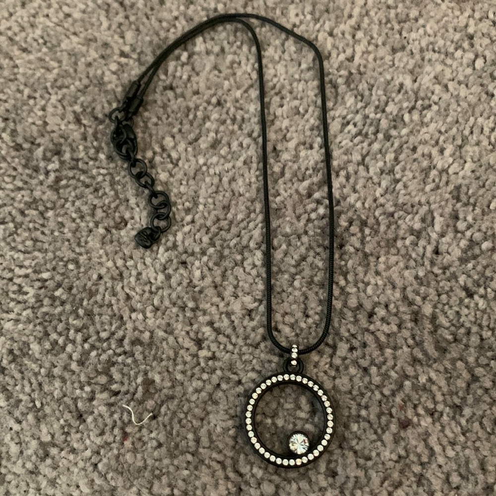 Brighton black metal with clear stone necklace